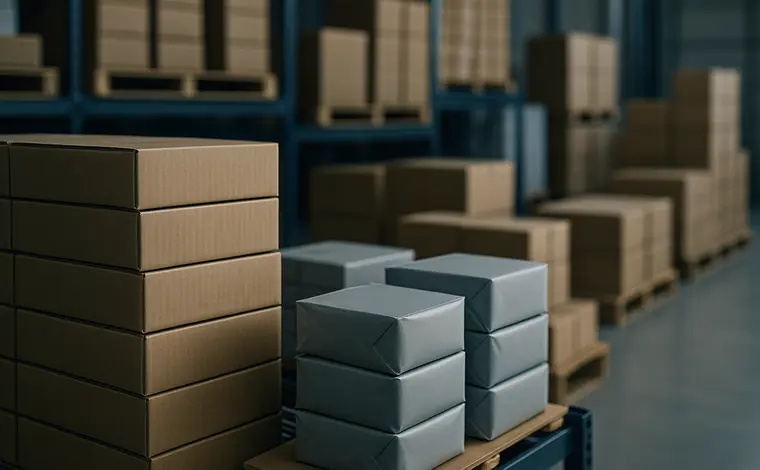 Shipping cartons in a fulfilment warehouse